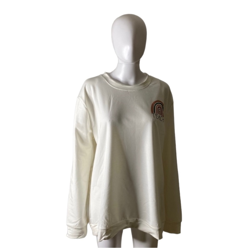 Boutique Beige Teach Sweatshirt Size 2X